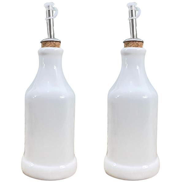 Kit Galheteiro 2 peças 300ml - Azeite e Vinagre - Porcelana