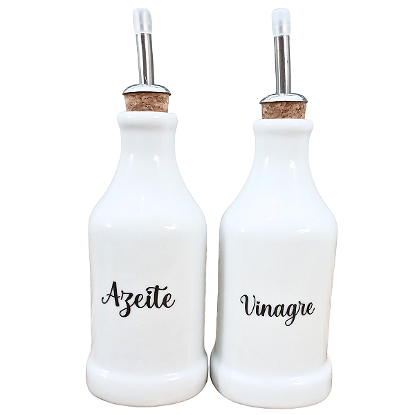 Kit Galheteiro 2 peças 300ml  Azeite Vinagre  Porcelana