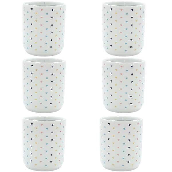 Jogo 6 copos 150ml - Póa Colorido - Porcelana