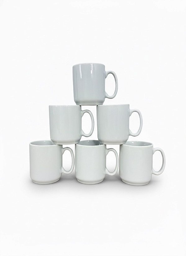 Jogo 10 canecas 150ml - Kit Porcelana branca (2)