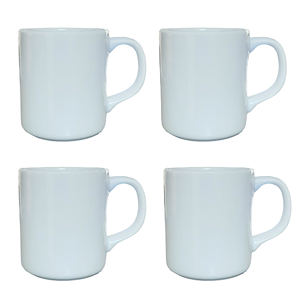 Jogo 4 canecas 300ml - Kit Porcelana branca (2)