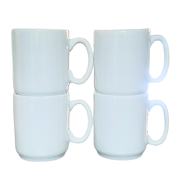 Jogo 4 canecas 150ml - Kit Porcelana branca