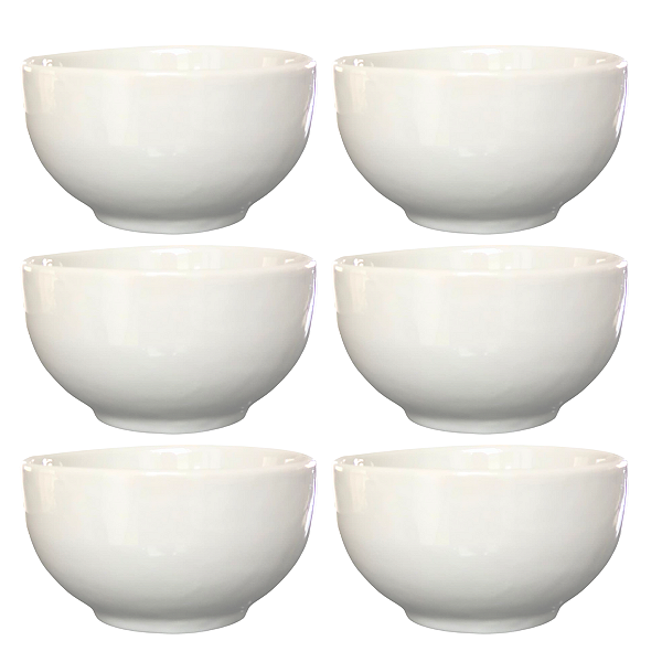 Kit 6 Tigelas Cumbucas Servir Sopa Açai 500ml - Porcelana