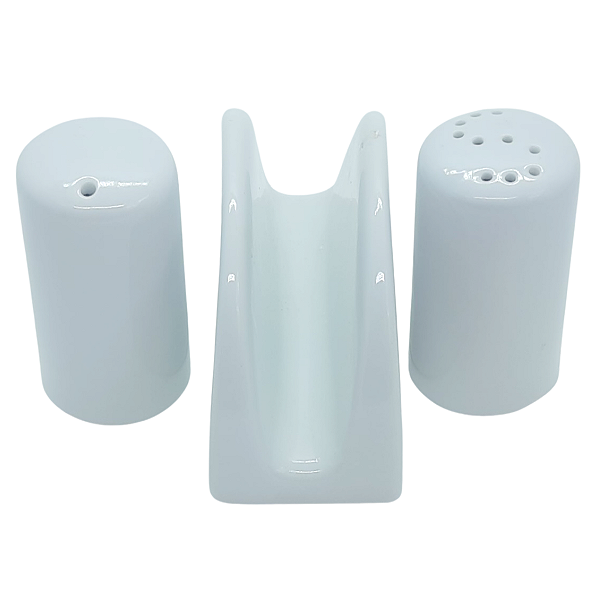 Kit Cozinha 3 peças Sal, Paliteiro e Porta Guardanapo - Porcelana