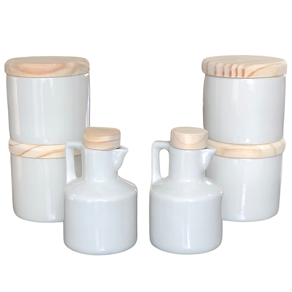Kit temperos - 4 porta condimentos + 2 galheteiros Azeite e vinagre
