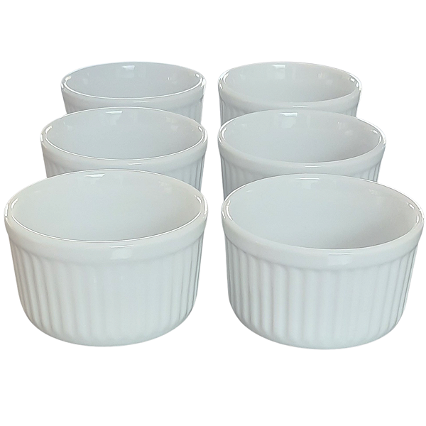 Jogo 6 Ramequim 150ml Forma canelada - Porcelana Branca (2)