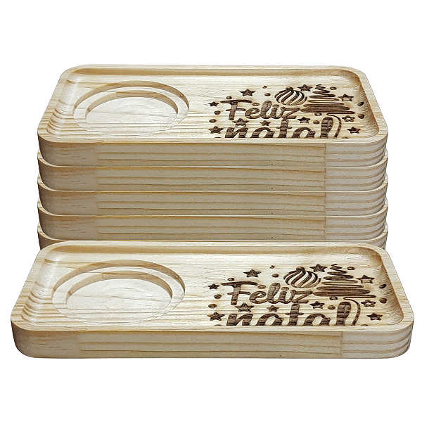 kit Jogo conjunto 6 Pires Ret. p/ servir -Feliz Natal -Pinus