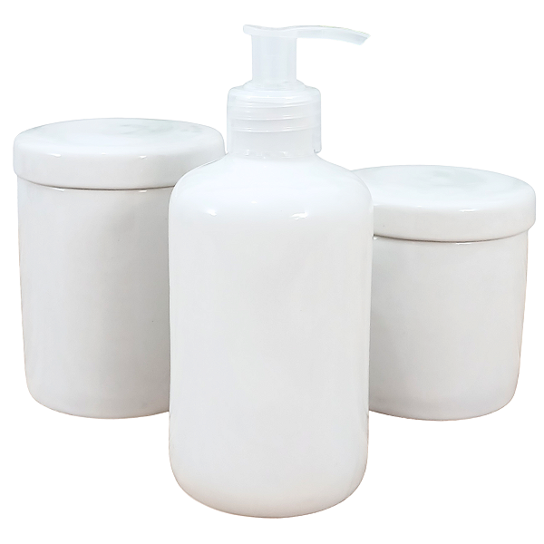 Kit Higiene Bebê Lavabo 3 peças - Porcelana Branca