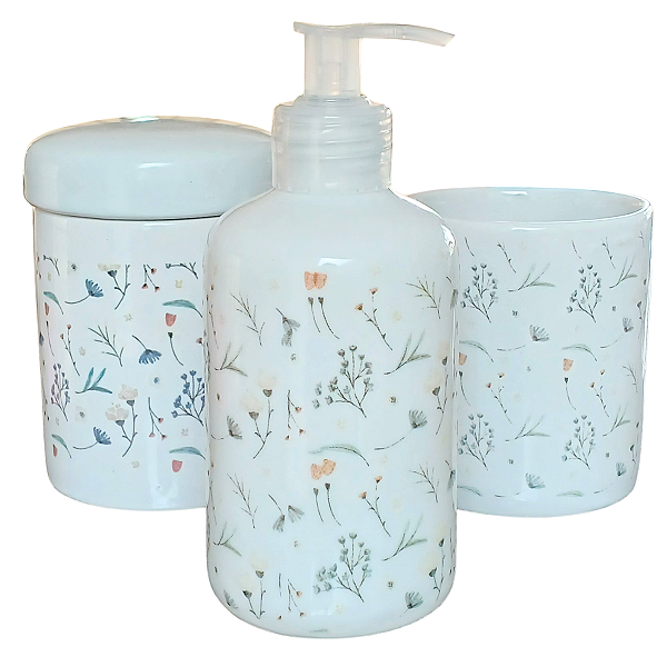 Kit higiene bebê e lavabo arabescos 3 pçs - Tudo Porcelana