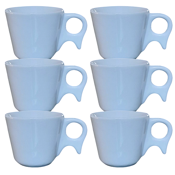 Kit Jogo 6 Xicaras Café/Chá 200ml Cabo Prático - Porcelana Branca