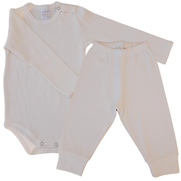 Kit Body infantil Manga Longa Amarelo Canelado RN ao G Algodão Premium