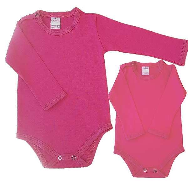 Body infantil Manga Longa Rosa RN ao G Algodão Premium