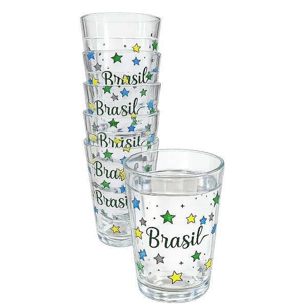 Kit Jogo Copo Americano Brasil 180ml 6 Peças