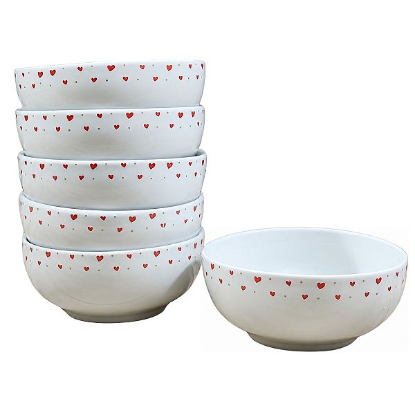 Kit 6 Tigela Bowl Cumbuca Sopa Sorvete 350ml Porcelana Decor