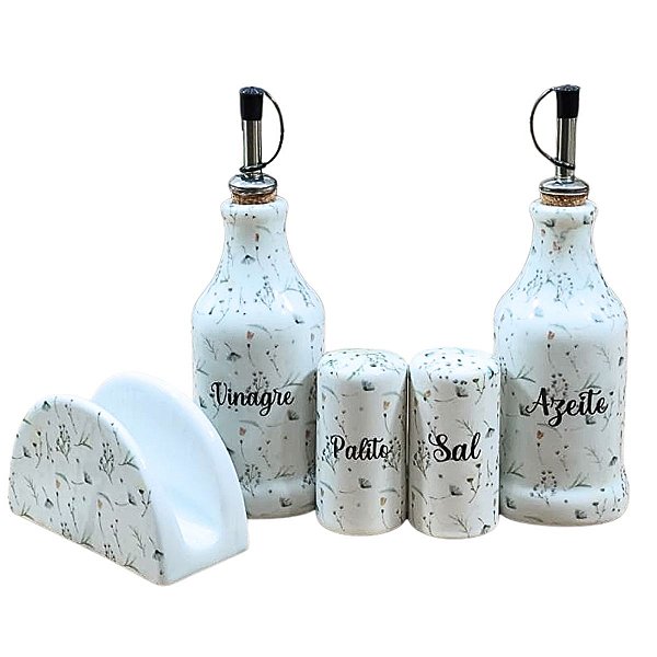 Kit Galheteiro - Porcelana Decorada - Arabesco