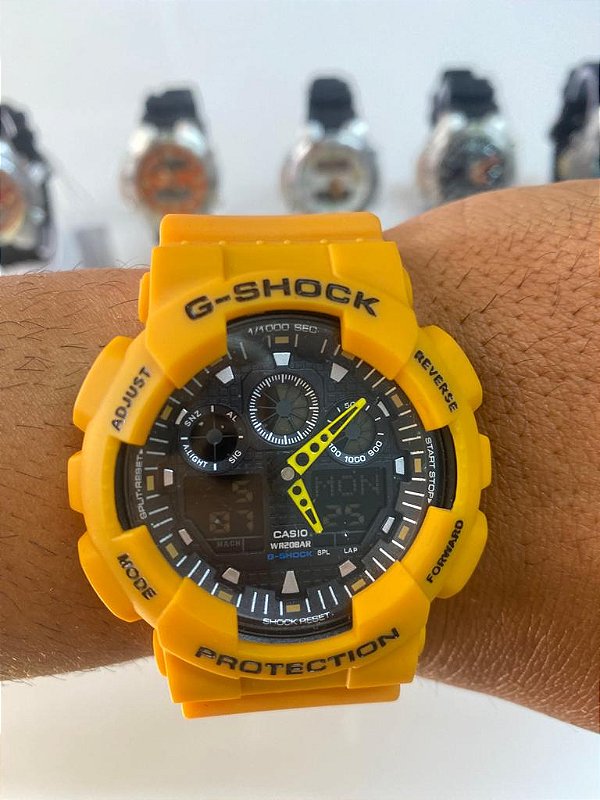 G-Shock GA-100 Amarelo 50MM A Prova D'água