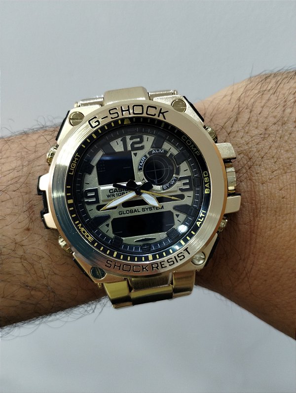 G-Shock Steel Em Aço Dourado 55MM A Prova D'água