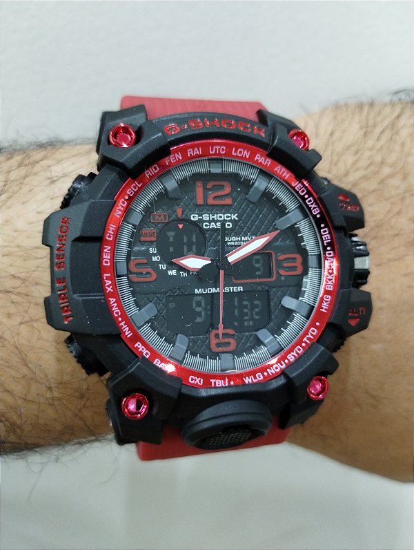 G-Shock CWG-1000 Vermelho/Preto 55MM A Prova D'água