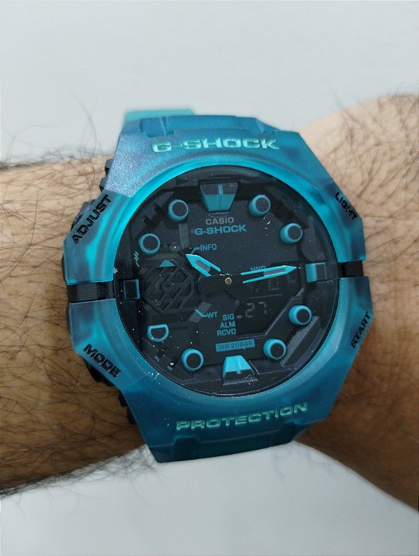 G-Shock BA B001 Verde Água 48MM A Prova D'água