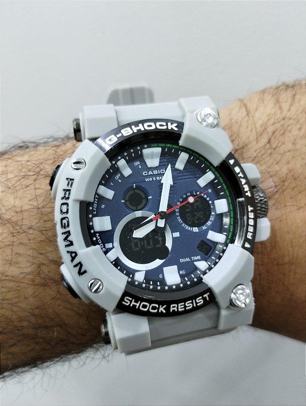 G-Shock Frogman Azul/Cinza 50MM A Prova D'água
