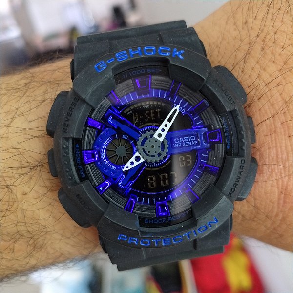 G-Shock GA-110 Preto/Azul 50MM A Prova D'água