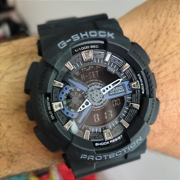 G-Shock GA-110 Preto-Azul 50MM A Prova D'água