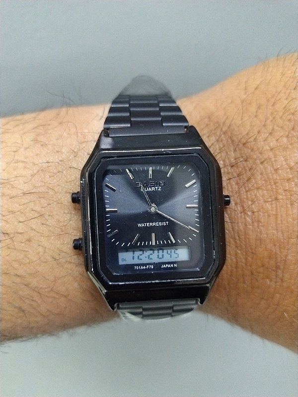 Casio Vintage Quartz Aço Preto 38MM