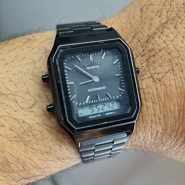 Casio Vintage Quartz Aço Preto 38MM