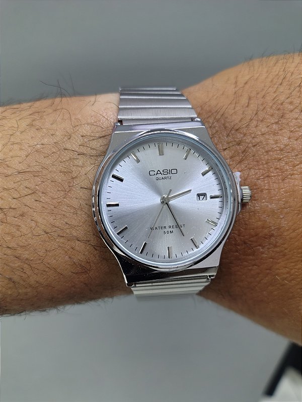 Casio Quartz Redondo Aço Prateado 38MM