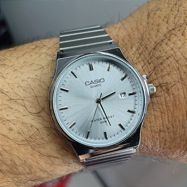 Casio Quartz Redondo Aço Prateado 38MM