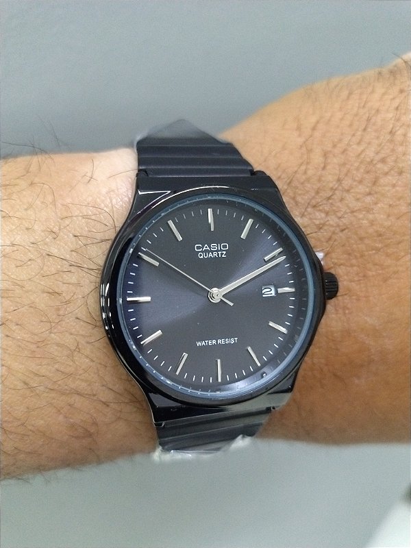 Casio Quartz Aço Redondo Preto 38MM
