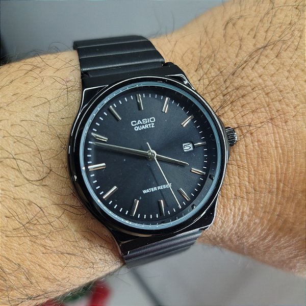 Casio Quartz Aço Redondo Preto 38MM