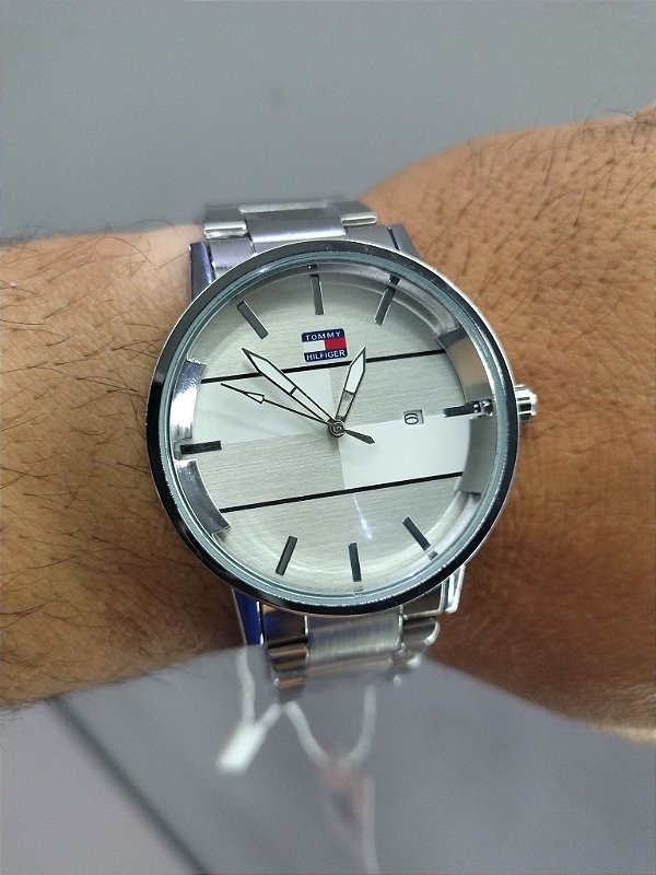 Tommy Prateado Em Aço 50MM A Prova D'água