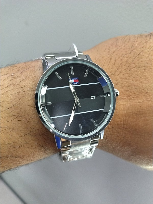 Tommy Prateado Em Aço 50MM A Prova D'água