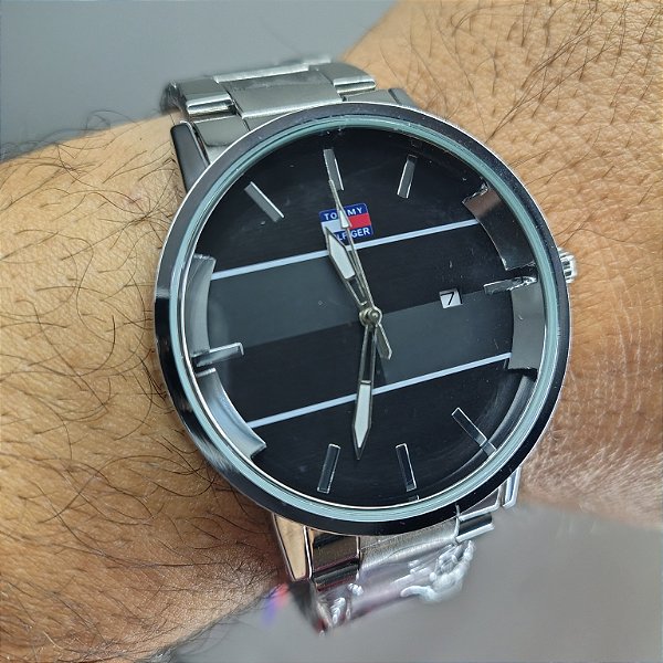 Tommy Prateado Em Aço 50MM A Prova D'água