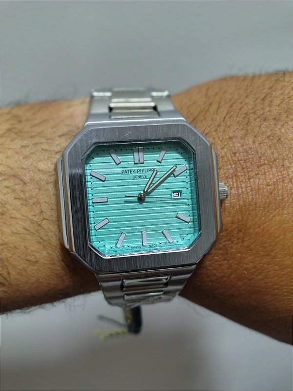 Patek Phifippe Em Aço Prateado 45MM A Prova D'água