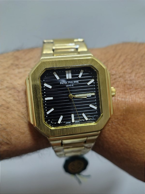 Patek Phifippe Em Aço Dourado 45MM A Prova D'água