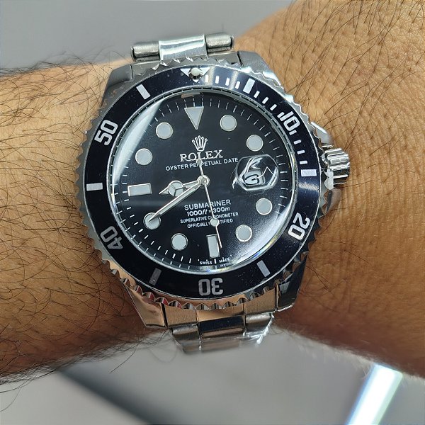 Rolex Submariner Em Aço Prateado 46MM A Prova D'água