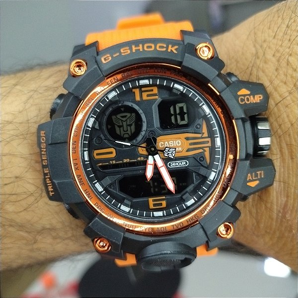 G-Shock Transformers Preto/Laranja 55MM A Prova D'água