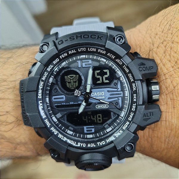 G-Shock Transformers Preto/Cinza 55MM A Prova D'água