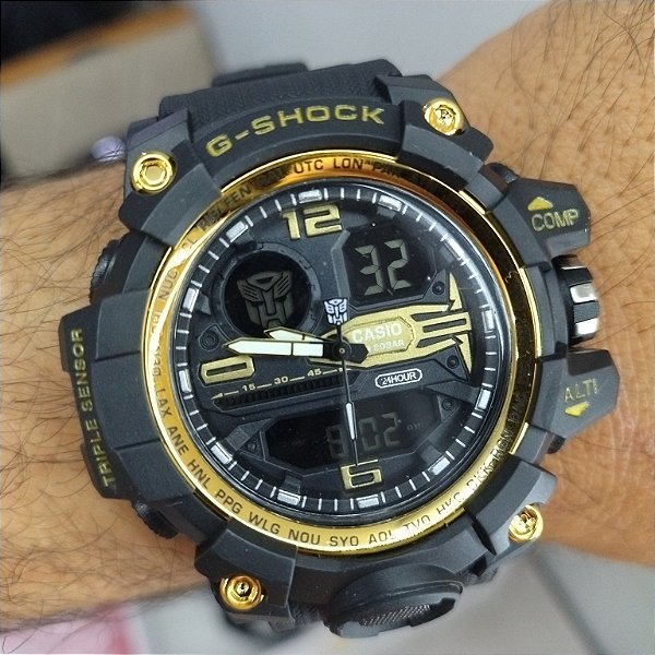 G-Shock Transformers Preto/Dourado 55MM A Prova D'água
