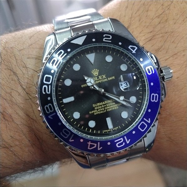 Rolex Submariner Em Aço Preto com Azul 46MM A Prova D'água