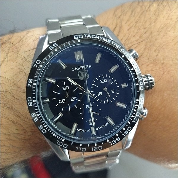 Tag Heuer Carrera Calibre Preto Em Aço 50MM A Prova D'água
