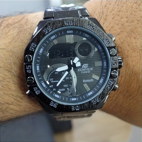 Casio Edifice ECB-900 Em Aço Preto 45MM A Prova D'água