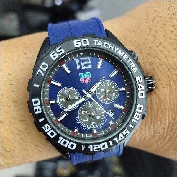 Tag Heuer Carrera Fórmula 1 pulseira de borracha Azul 47MM A Prova D'água