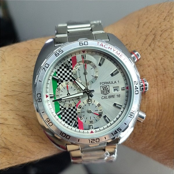 Tag Heuer Carrera Calibre 16 Formula 1 Prateado Em Aço 50MM A Prova D'água