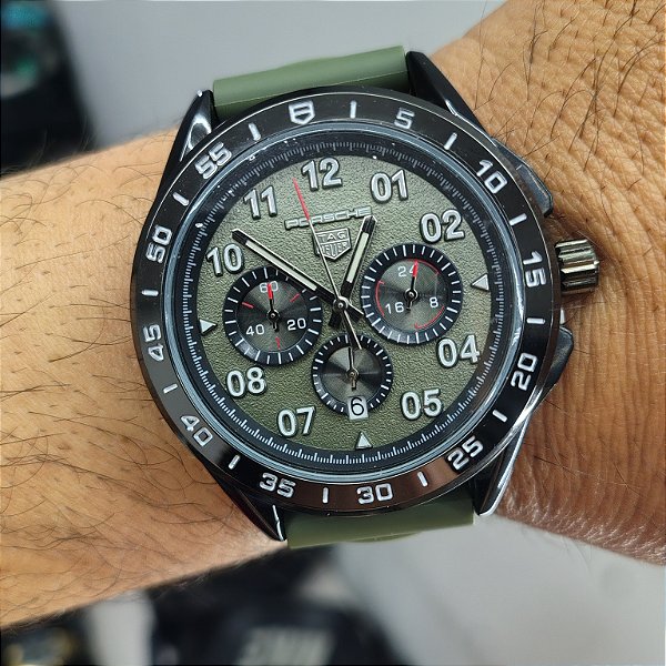 Tag Heuer Carrera Porsche Pulseira de Borracha Verde 43MM A Prova D'água