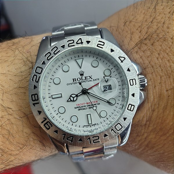 Rolex Oyster Perpetual Date Em Aço Prateado 46MM A Prova D'água