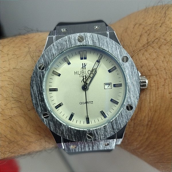 Hublot Geneve Pulseira de Borracha Preto 50MM A Prova D'água