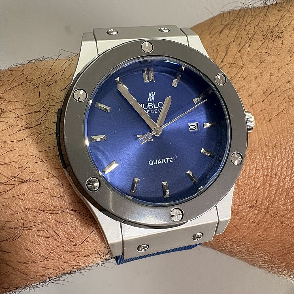 Hublot Geneve Pulseira de Borracha Azul 50MM